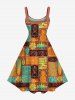 Plus Size Ethnic Graphic Flower Fish Pineapple Print Hawaii A Line Tank Dress -  