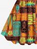 Plus Size Ethnic Graphic Flower Fish Pineapple Print Hawaii A Line Tank Dress -  