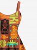 Plus Size Ethnic Graphic Flower Fish Pineapple Print Hawaii A Line Tank Dress -  