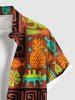 Chemise à boutons grande taille pour homme, imprimé ethnique floral, poisson et ananas, style hawaïen. - Orange L
