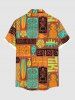 Plus Size Ethnic Graphic Flower Fish Pineapple Print Hawaii Button Pocket Shirt For Men -  