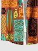 Plus Size Ethnic Graphic Flower Fish Pineapple Print Hawaii Button Pocket Shirt For Men -  