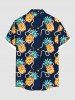 Chemise Perlée Imprimée Ananas à Poches Grande Taille pour Homme - Noir L
