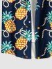 Chemise Perlée Imprimée Ananas à Poches Grande Taille pour Homme - Noir XL