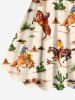 Plus Size Cactus Horse Knight Print Hawaii A Line Tank Dress -  
