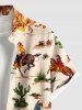 Chemise Boutonnée Imprimé Cactus et Coeur Grande Taille avec Poche - café lumière S