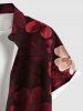 Plus Size Ombre Floral Print Hawaii Button Pocket Shirt For Men -  