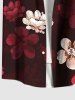 Plus Size Ombre Floral Print Hawaii Button Pocket Shirt For Men -  