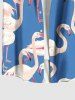 Chemise Imprimée Flammant à Poches Grande Taille pour Homme - Bleu Ciel M
