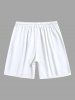 Short de Plage Hawaïen à Imprimé Cocotiers et Paysage Marin Grande-Taille pour Hommes - Blanc 4XL