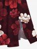 Plus Size Ombre Floral Print Hawaii Split Pocket A Line Midi Dress -  