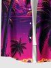 Chemise Hawaiienne Imprimé Cocotier Ombre à Poches Grande Taille avec Boutons pour Homme - Pourpre  M
