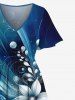Plus Size Flowers Galaxy Swirls Light Beam 3D Print Split Hawaii Midi Dress -  