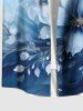 Chemise hawaïenne grande taille à imprimé floral ombré et blocs de couleurs, boutons et poches, pour homme - Bleu 4XL