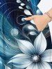 Robe Mi-Longue 3D Fleur Galaxie Vortex Imprimés de Grande Taille - Bleu 1X