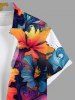 Plus Size Colorful Flowers Paint Splatter Print Buttons Pocket Hawaii Shirt For Men -  