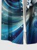 Chemise 3D Fleur Homme avec Poche de Grande Taille - Bleu 6XL
