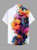 Chemise Décontractée Colorée Fleur et Peinture Eclaboussée Imprimées avec Poche de Grande Taille pour Homme - Blanc M