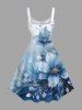 Plus Size Flowers Ombre Colorblock Print Hawaii Tank Dress -  