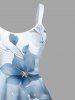 Plus Size Flowers Ombre Colorblock Print Hawaii Tank Dress -  