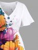 Robe Hawaïen Mi-Longue Fendue Fleur Colorée et Peinture Eclaboussée Imprimées de Grande Taille - Blanc 4X