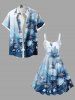 Robe débardeur hawaïenne grande taille à imprimé floral ombré colorblock - Bleu Ciel 1X