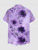 Plus Size Flowers Tie Dye Print Buttons Pocket Hawaii Shirt For Men -  