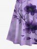 Maxi Robe Croisée Teintée Fleur Imprimée à Epaule Dénudée de Grande Taille - Pourpre  1X
