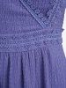 Plus Size Cold Shoulder Lace Trim Textured Pocket Split Crisscross Strappy Solid A Line Dress -  