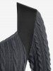 Plus Size Cable Knit Panel Mixed Media Lace Up Tee -  