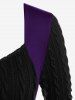 Plus Size Cable Knit Panel Mixed Media Lace Up Tee -  