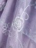 Plus Size Flower Print Embroidery Mesh Ruched Chains Surplice Ribbed Textured Tank Top -  