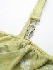 Plus Size Flower Print Embroidery Mesh Ruched Chains Surplice Ribbed Textured Tank Top -  