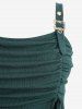 Plus Size Topstitching Cinched Ruched Grommets Buckle Tank Dress -  