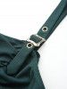 Plus Size Topstitching Cinched Ruched Grommets Buckle Tank Dress -  