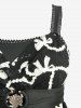 Plus Size Shell Buckle  Bowknot Embroidery Surplice Lace Trim Asymmetrical Tank Top -  