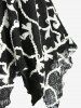 Plus Size Shell Buckle  Bowknot Embroidery Surplice Lace Trim Asymmetrical Tank Top -  