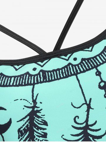Plus Size Dreamcatcher Print Modest Tankini Swimsuit