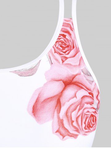 High Waist Rose Print Plus Size & Curve Modest Tankini Swimsuit