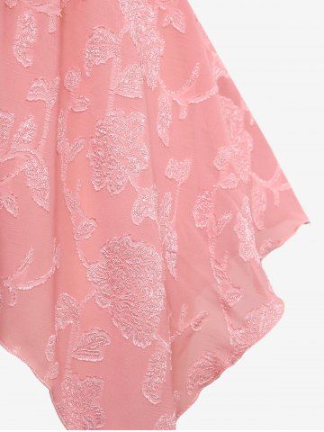 Plus Size Lace Up Grommets Ruffles Ruched Flowers Jacquard Crisscross Asymmetrical Tank Top