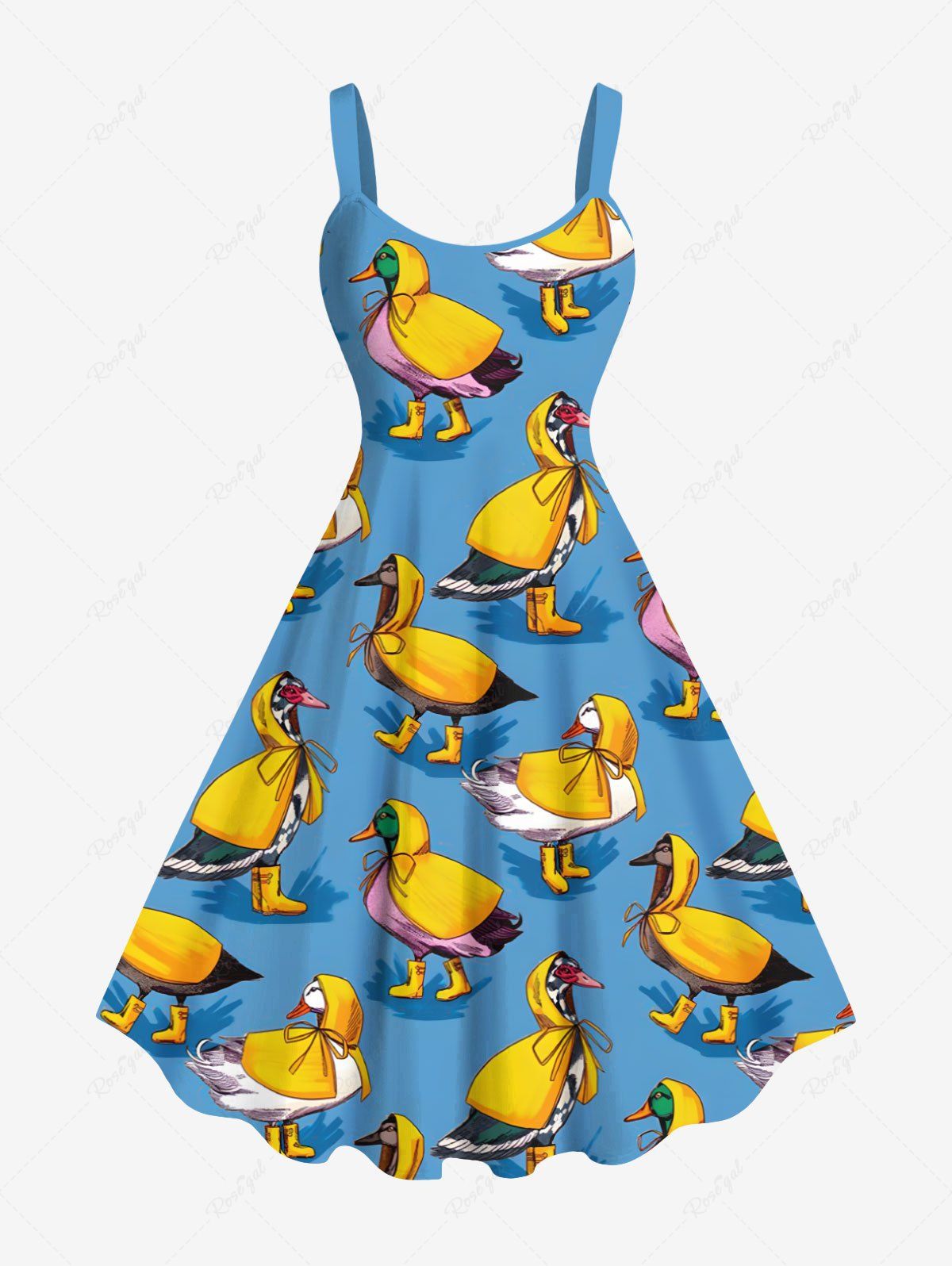 Shops Plus Size Cute Duck Cape Print Hawaii A Line Tank Dress  