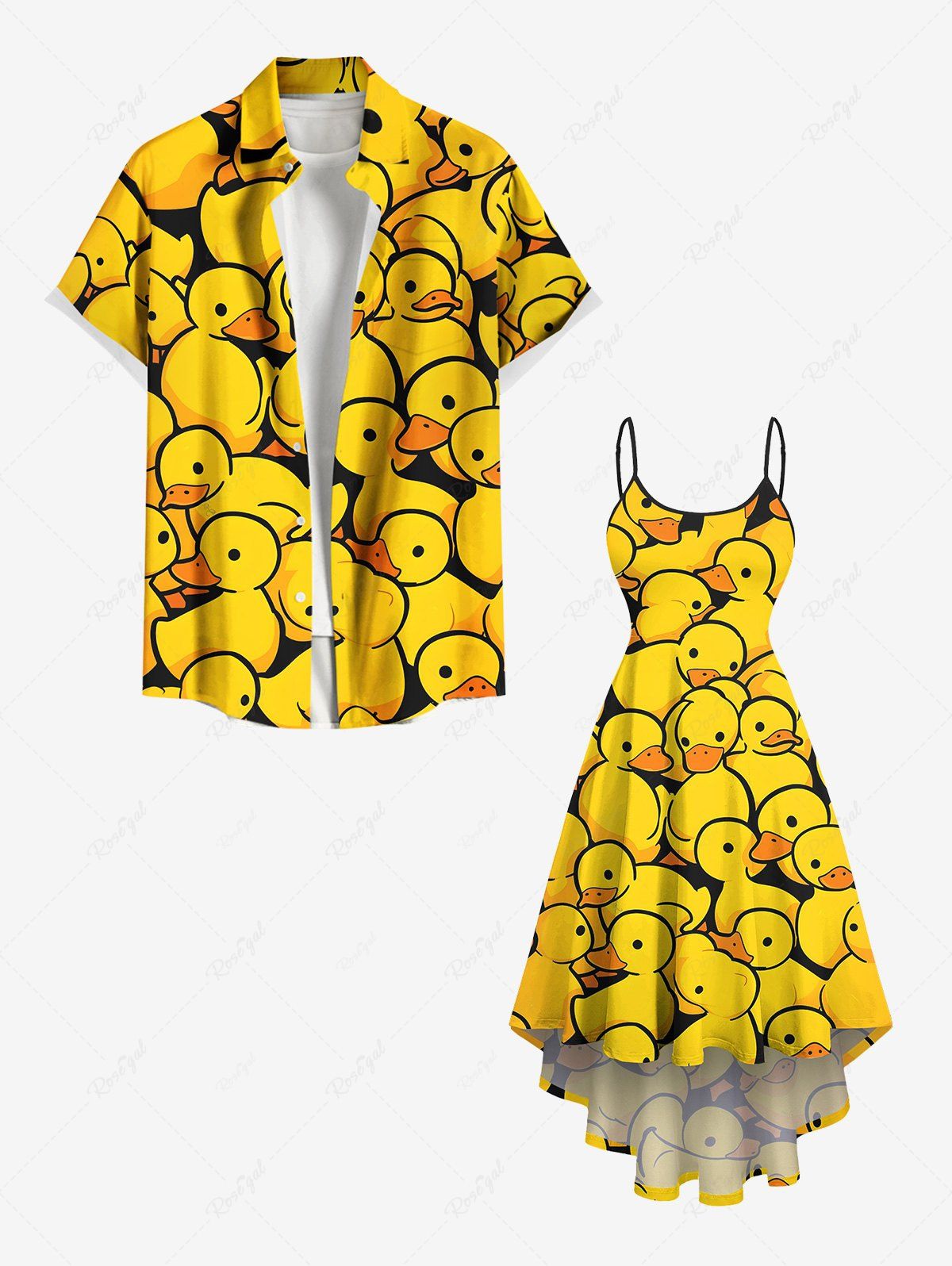 Discount Cute Duck Print Plus Size Matching Hawaii Beach Outfit For Couples  