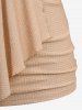 Daisy Buckle Ruched Ruffles Surplice Asymmetrical Textured Top and Skinny Leggings Plus Size Outfit -  