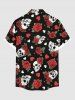 Maillot de Bain Grande Taille Imprimé Rose et Coeur Costume de Longueur Cheville - Noir 