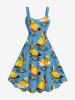 Costume Cape de Plage Grande Taille Imprimé Canard Mignon - Bleu Ciel 