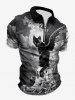 Maillot de Bain 1 Pièce Imprimé Chat et Nuage Floral Grande Taille - Noir 