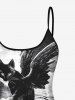 Maillot de Bain 1 Pièce Imprimé Chat et Nuage Floral Grande Taille - Noir 