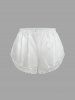 Lace Trim Flower Crochet Solid Strappy Slip Pajama Top and Shorts Plus Size Matching Set -  