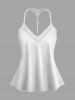 Lace Trim Flower Crochet Solid Strappy Slip Pajama Top and Shorts Plus Size Matching Set -  