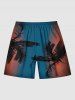 Contrastant Imprimé Cocotier et Feuille Grande Taille pour la Plage - Bleu profond 